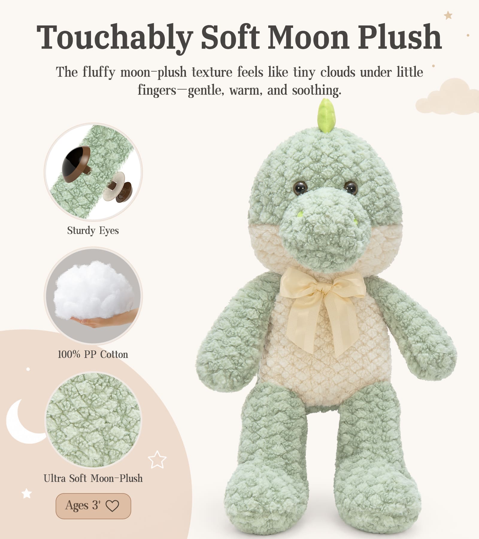 22-Inch Ultra-Soft Stuffed Animals – Dog, Elephant & Dinosaur