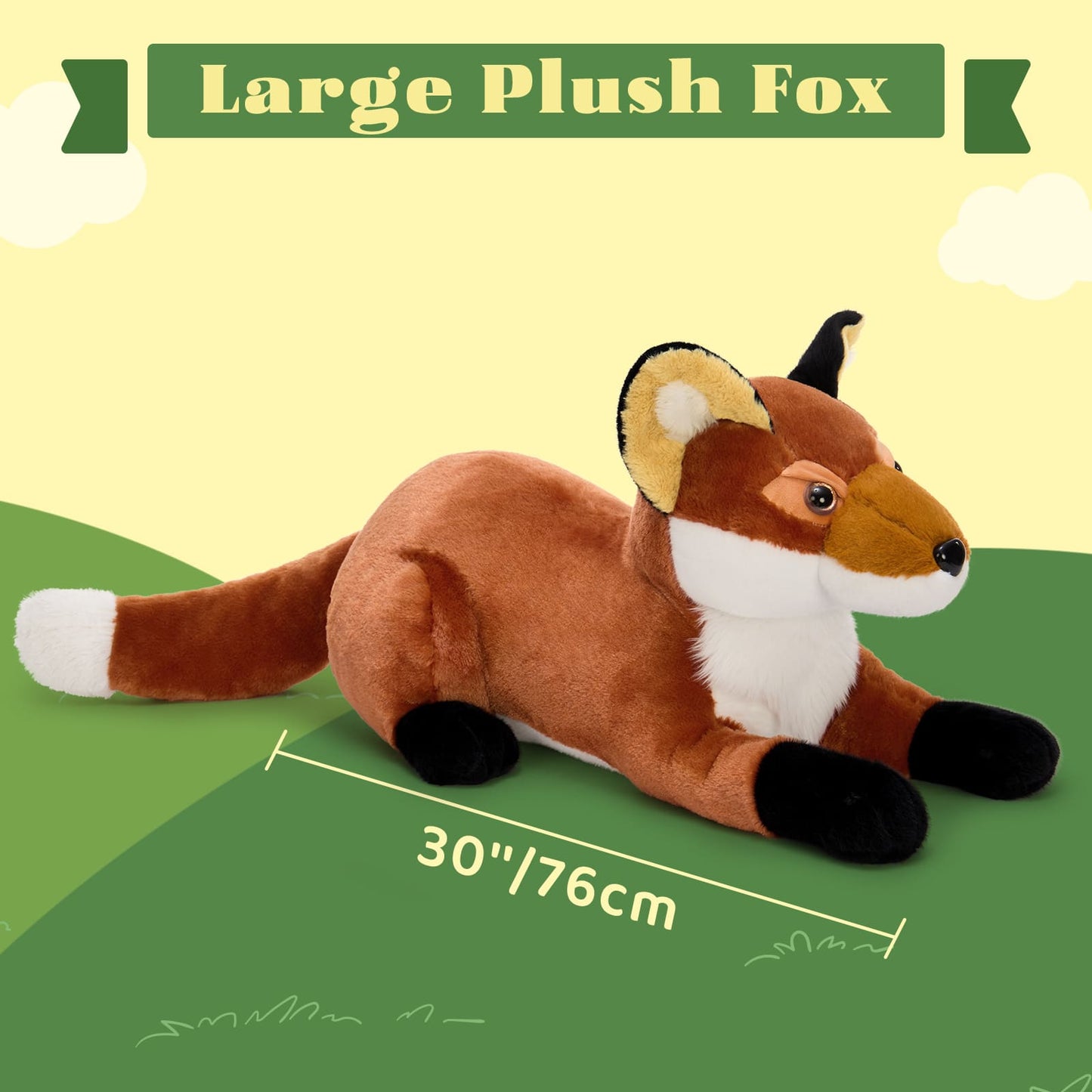 Giant 30-Inch Fox Plush – Ultra Soft & Cuddly Stuffed Animal