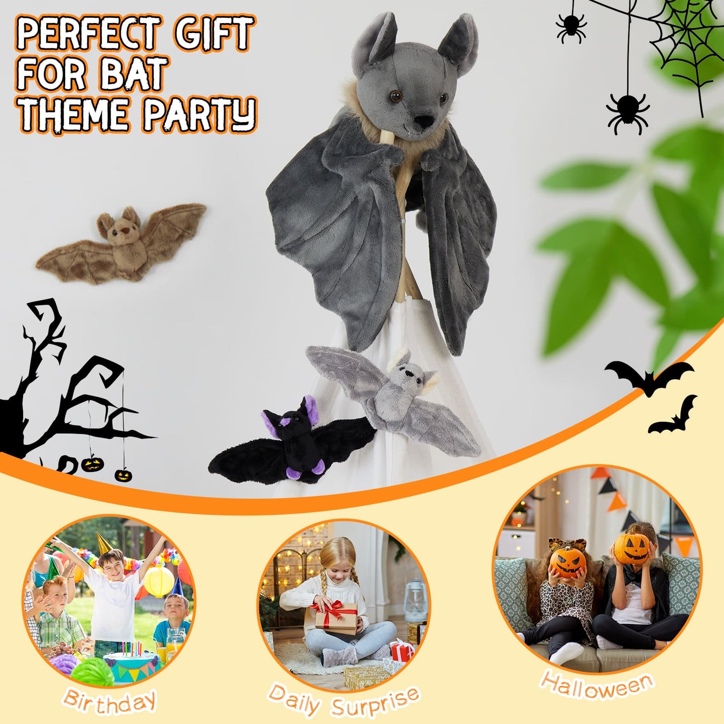 Lifelike Bat Stuffed Animals - Halloween Theme Plush Toys - Bat Stuffed Animals with Babies in the Belly - Stuffed Animal Bat Babies with Their Mom - Halloween Gift Ideas for Girls Boys