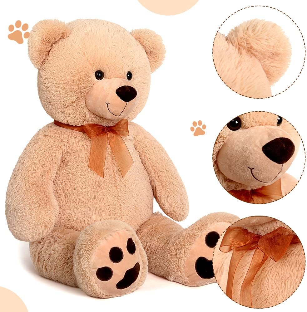 MorisMos Stuffed Animals - Big Brown Teddy Bear Plush Toys - 40 Inches Teddy Bear Plush Dolls - Valentine's Day Teddy Bears&Gifts for Boyfriend/Girlfriend - ' We Can Bearly Wait' Teddy Bear Theme Baby Shower Decor Ideas - Gender Reveal Party Teddy Bear Decorations -Birthday/Christmas/Graduation Gift for friends - Romantic Anniversary Gift for Wife/Husband