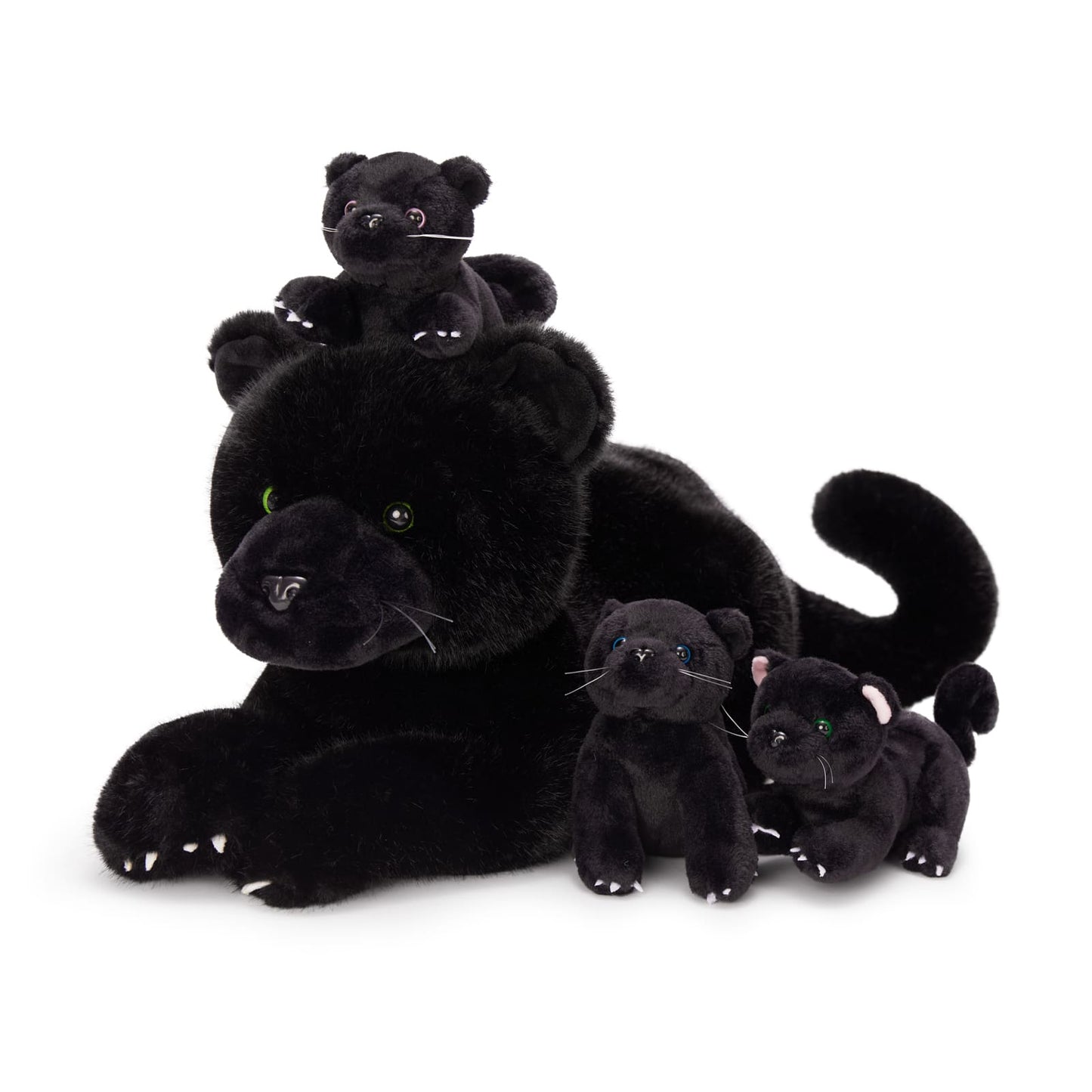 Black Panther Stuffed Animals with Three Panther Babies, 17.7 Inches
