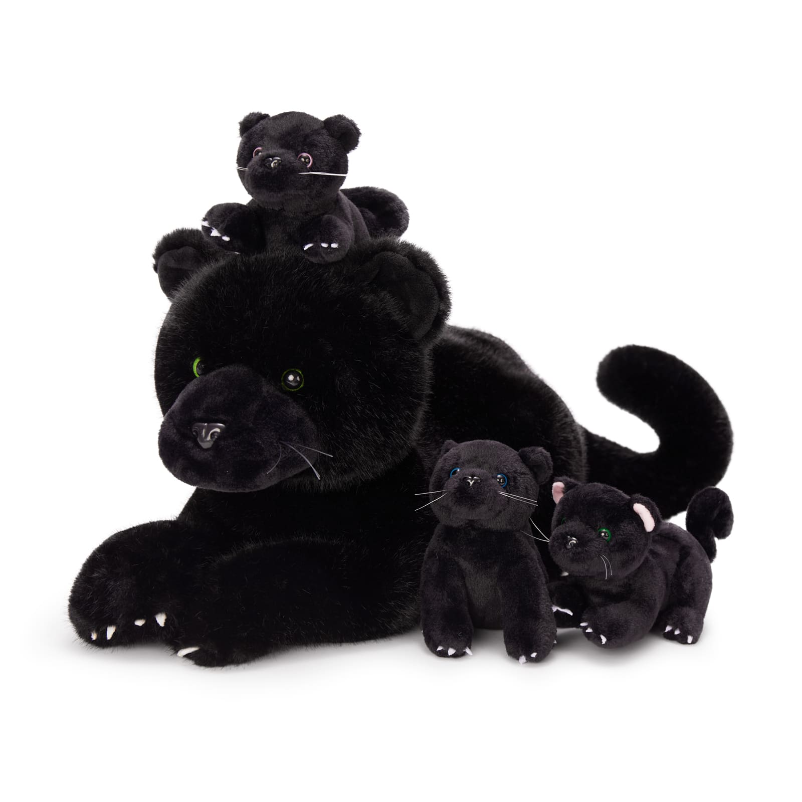 Black Panther Stuffed Animals with Three Panther Babies, 17.7 Inches