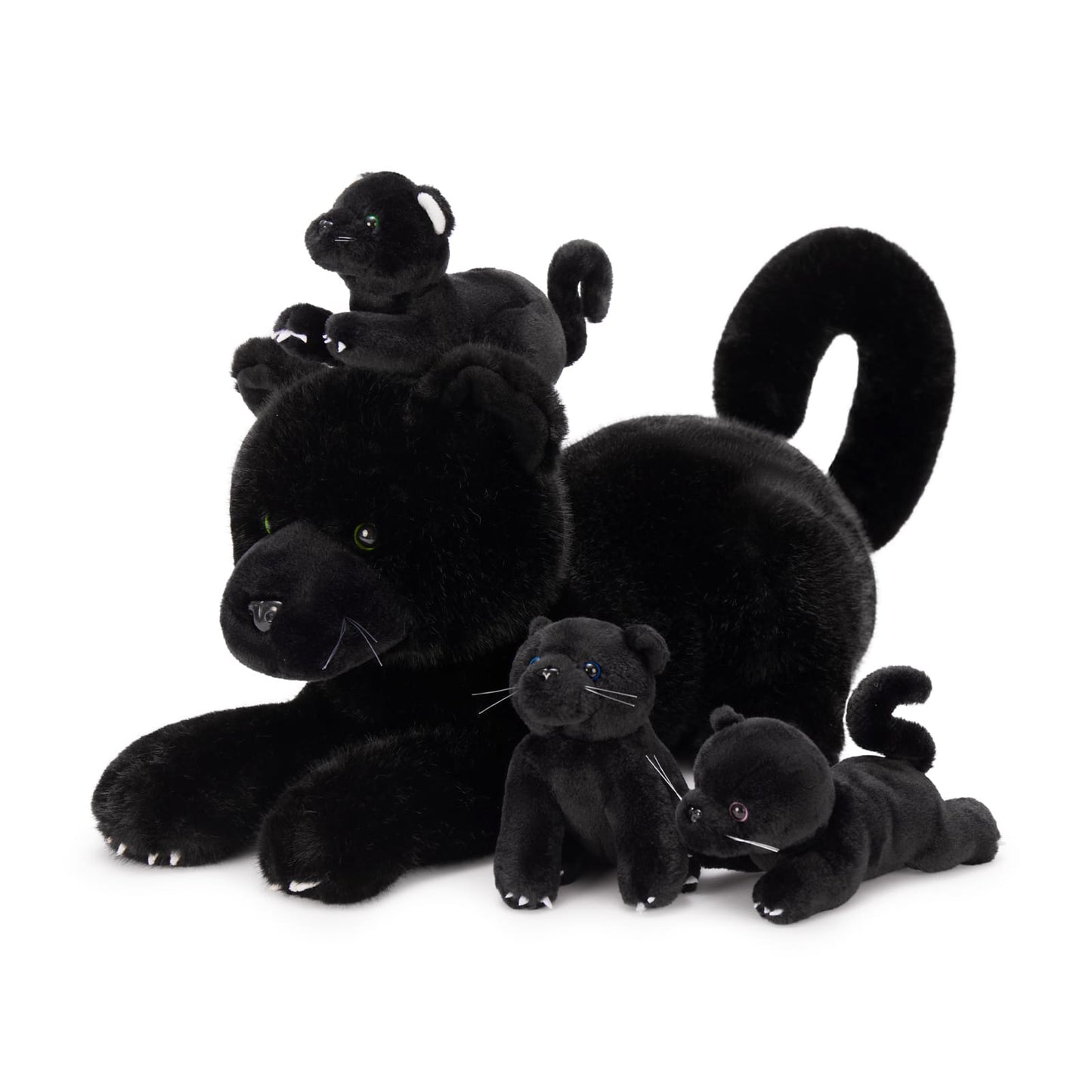 Black Panther Stuffed Animals with Three Panther Babies, 17.7 Inches