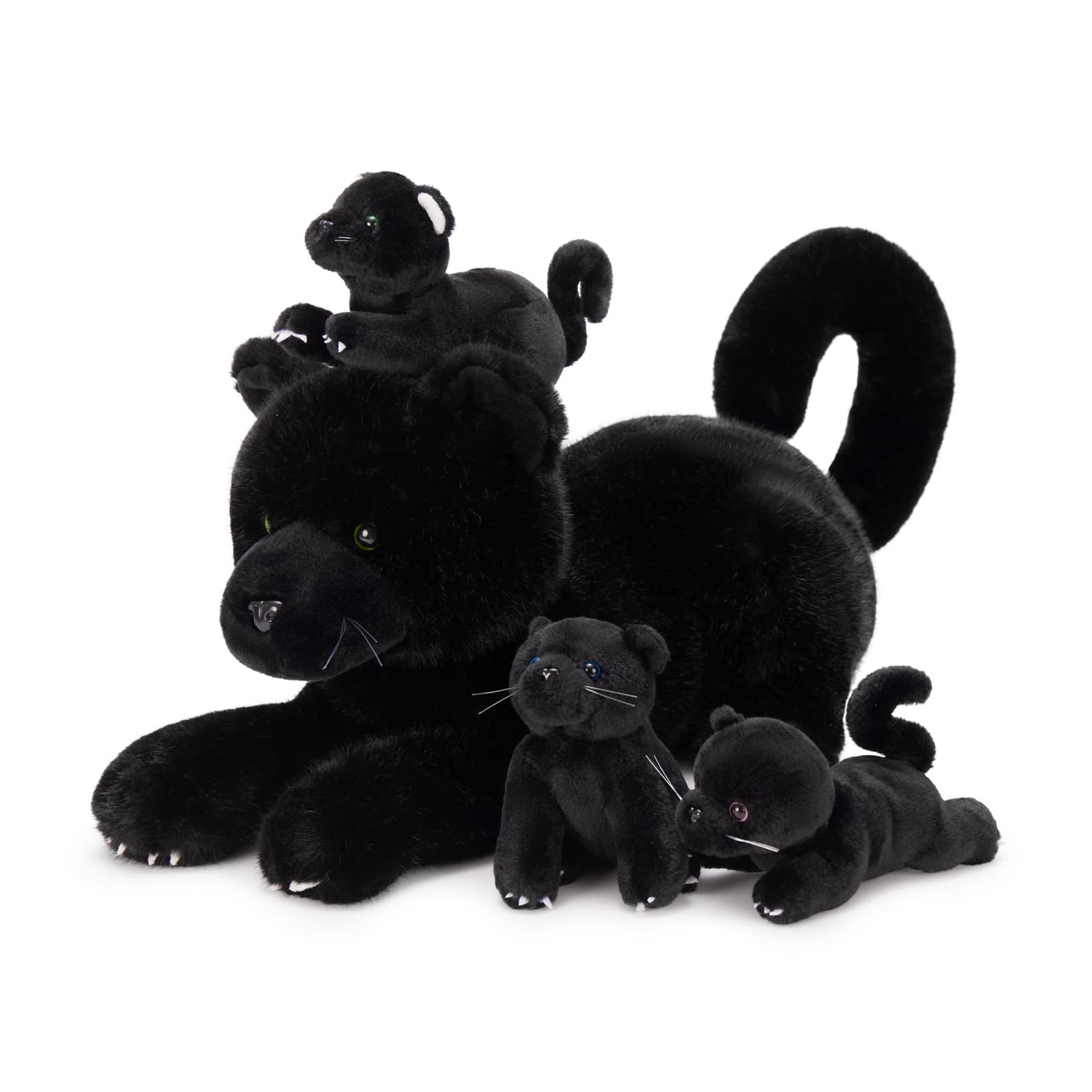 Black Panther Stuffed Animals with Three Panther Babies, 17.7 Inches