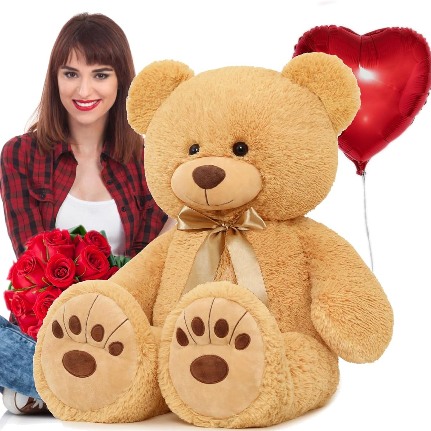 Brown Teddy Bear Stuffed Animals, Stuffed Bear Plush, Cute Stuffed Animals, Giant Teddy Bears for Kids Baby Toddlers Girlfriend, Gifts for Valentine's Day/Birthday/Christmas, MorisMos Stuffed Animals