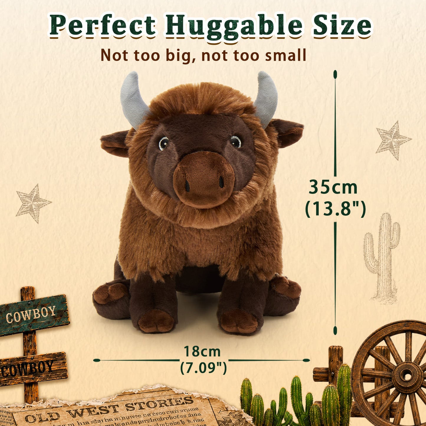 4 Pcs Realistic Bison Stuffed Animal 14" Buffalo Plush Toy Bundle