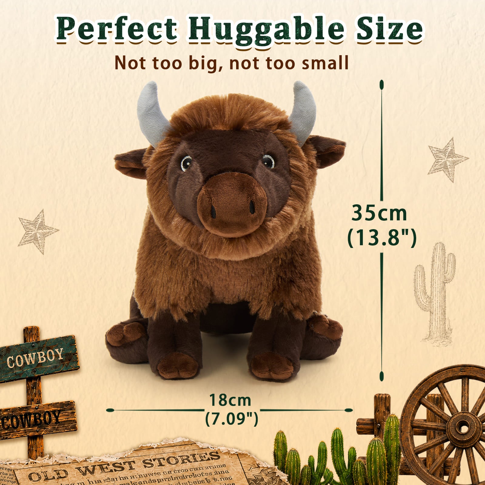 4 Pcs Realistic Bison Stuffed Animal 14" Buffalo Plush Toy Bundle