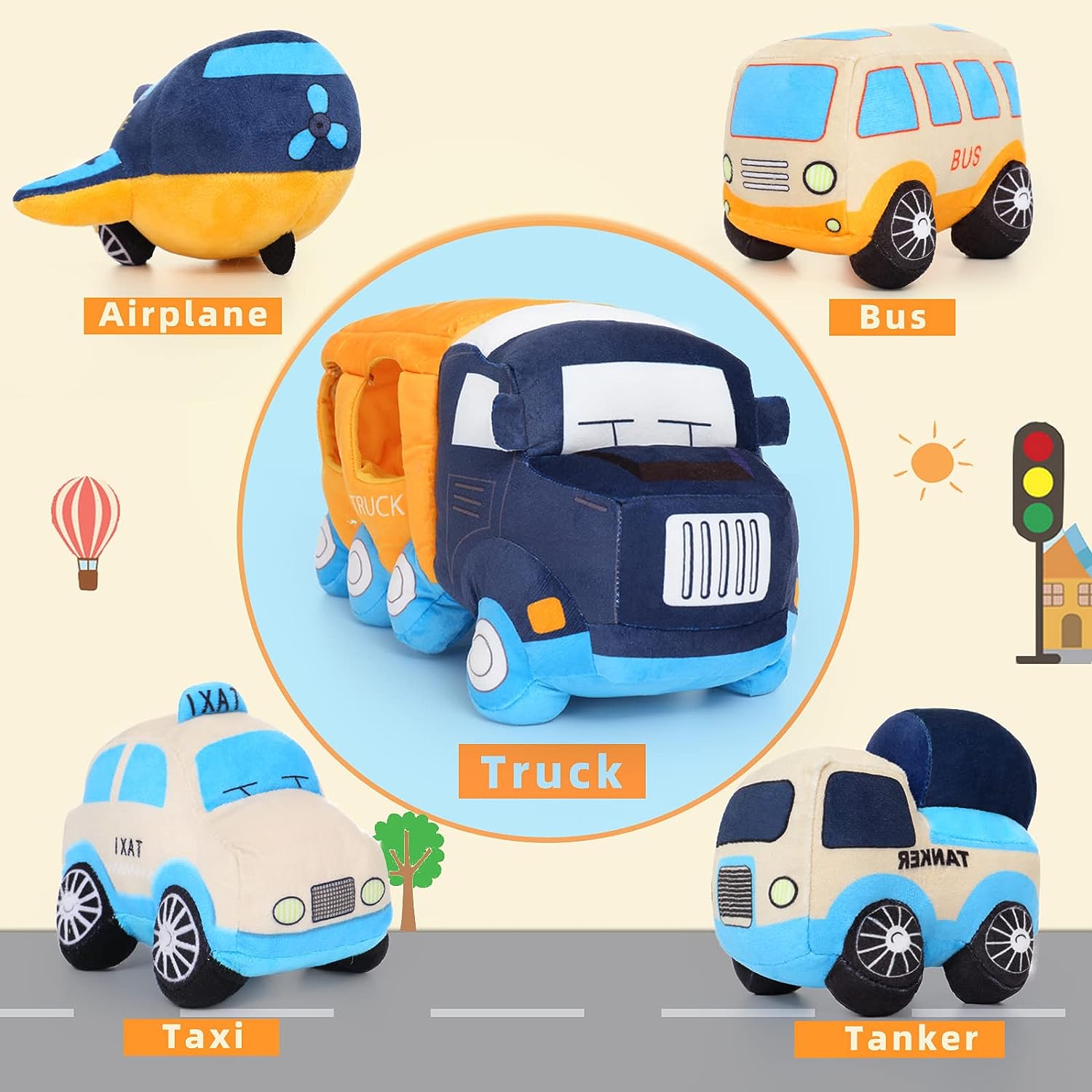 Ensemble de jouets en peluche pour grosse voiture, 15,7 pouces