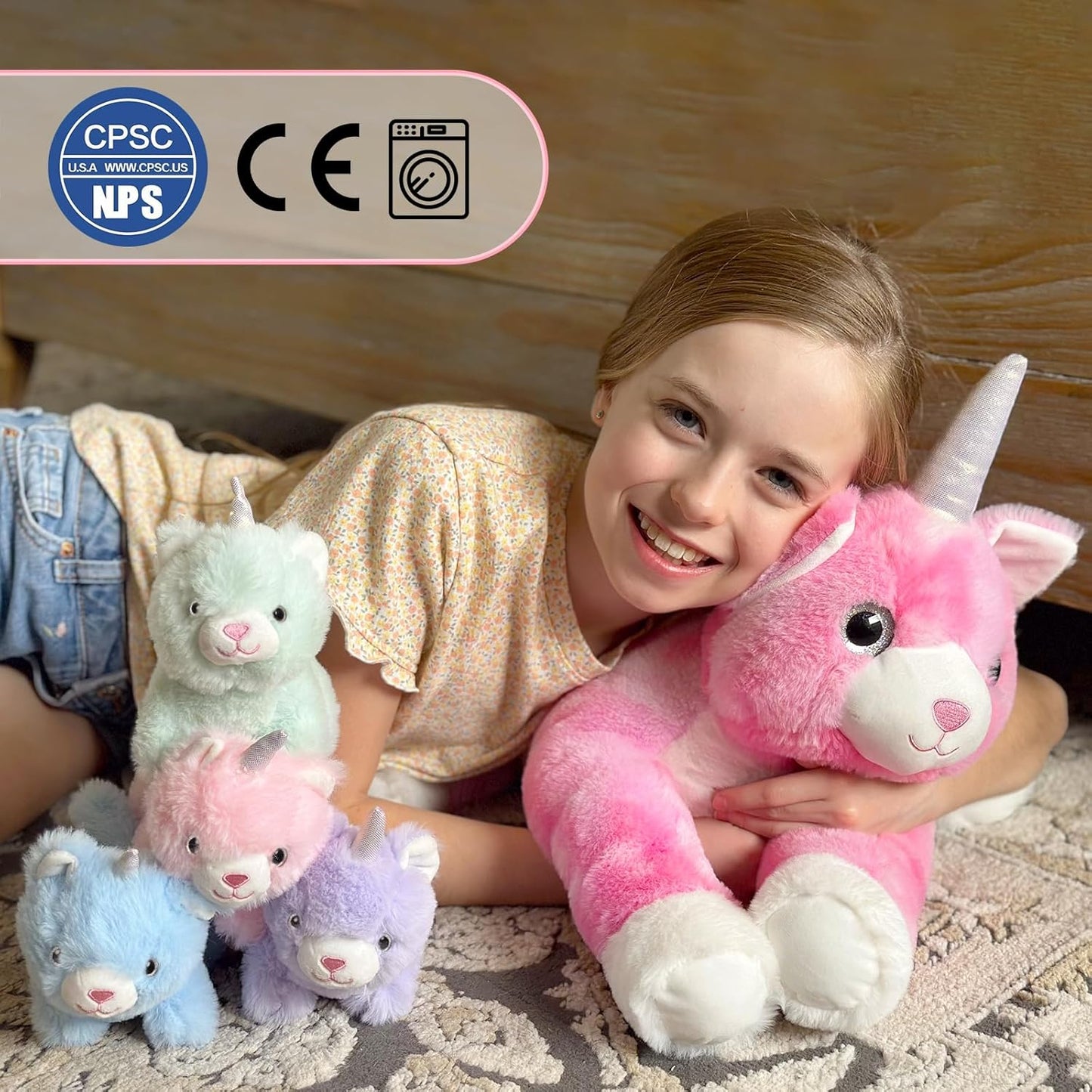 MorisMos Unicorn Cat Plushie - Mommy Cat Unicorn with 4 Baby Kittens - Magical Cat Pink Pillow Plushies for Girls Ages 3-8 - Big Unicorn Stuffed Animals - Ideal Christmas Gift for Girls - Baby Stuffed Animals with Their Mom