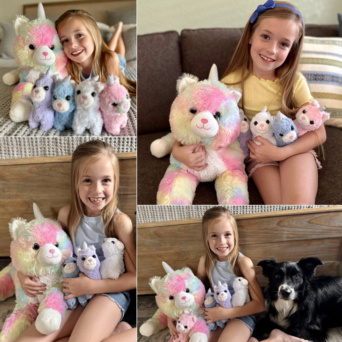 Caticorn Colorful Stuffed Animals - Rainbow Unicorn Cat Plush Toys - Stuffed Animal Babies with Their Mom - Stuffed Animals with Babies in the Belly - Cute Kitten Plush Dolls - MorisMos Stuffies