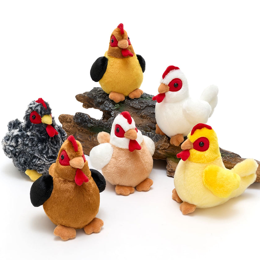 6PCS Chicken Plush Toy Set 6 Inch Farmyard Chick Stuffed Animals