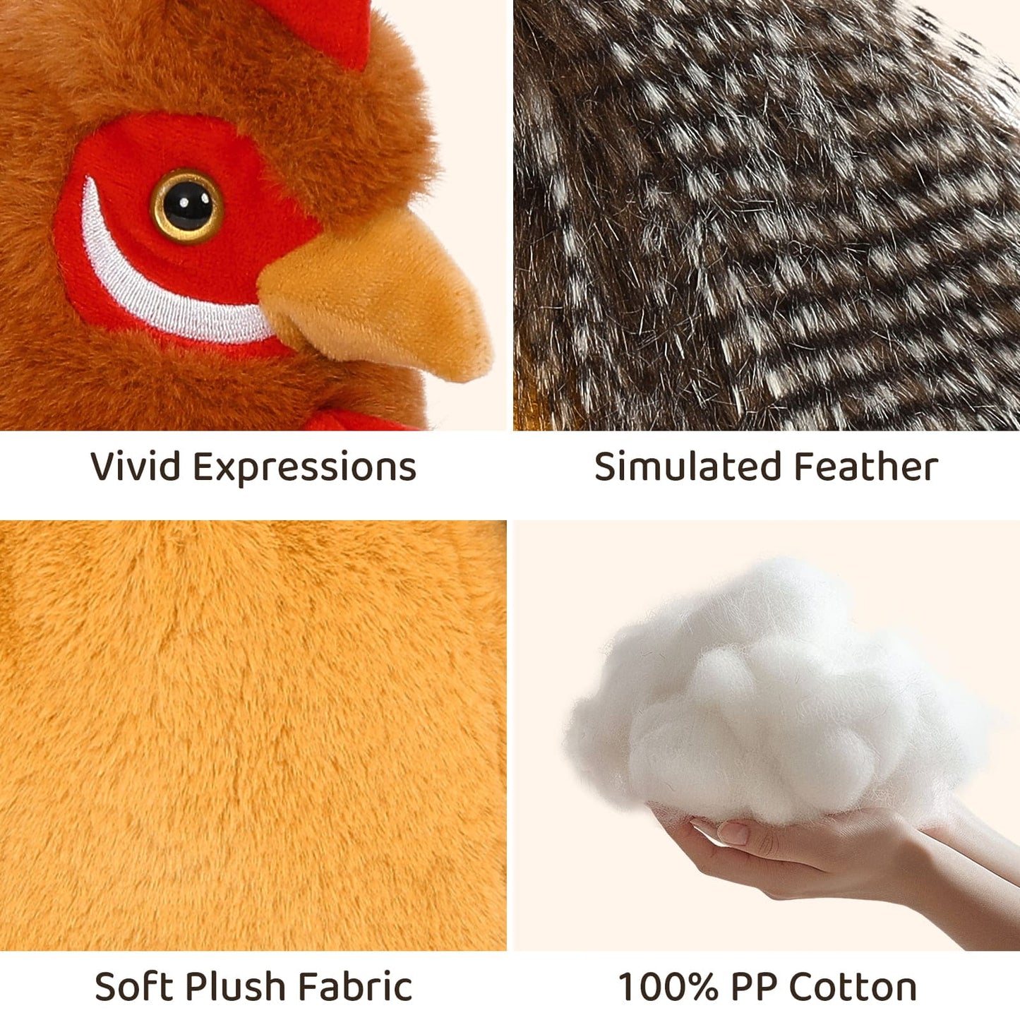 Chicken Plush Toys Farm Stuffed Animals, 16.5 Inches