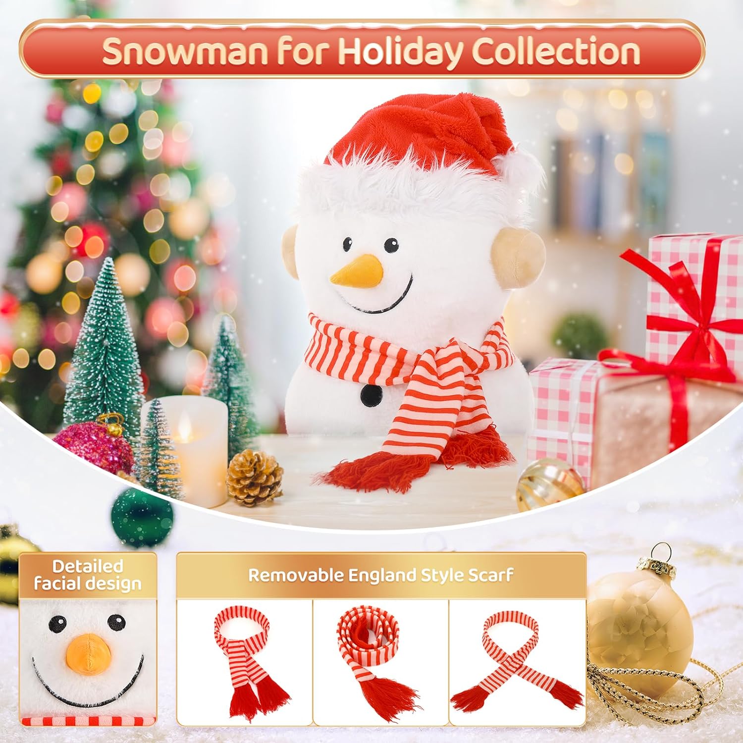 Jouet en peluche bonhomme de neige de Noël, 35,4 pouces