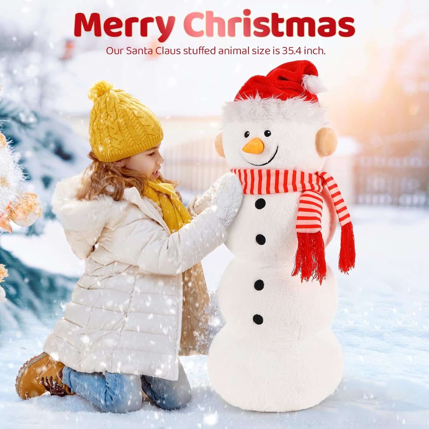 Jouet en peluche bonhomme de neige de Noël, 35,4 pouces