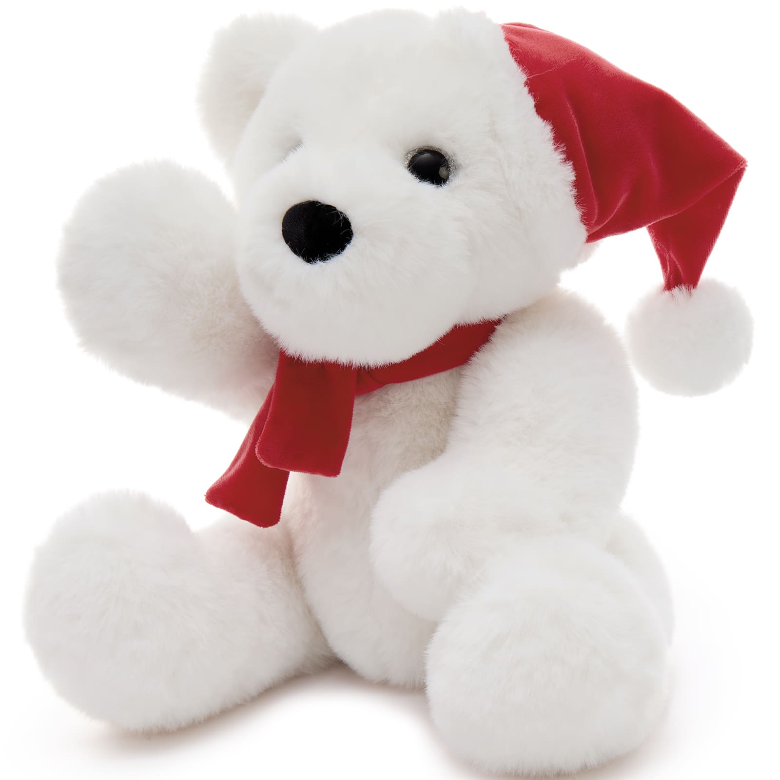 Christmas Teddy Bear Plush Toy, Brown/Dark Brown/White, 13.78 Inches