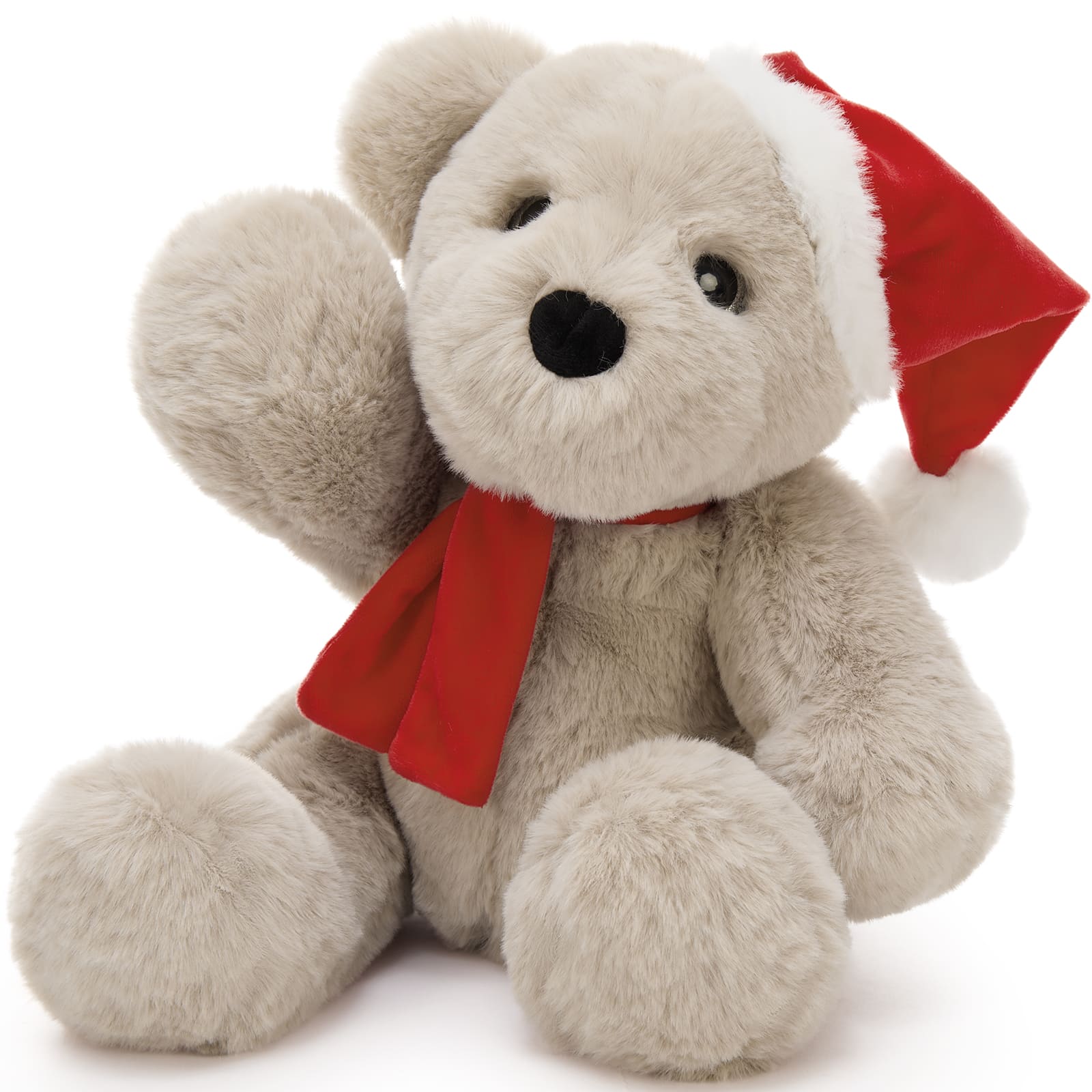 Christmas Teddy Bear Plush Toy, Brown/Dark Brown/White, 13.78 Inches
