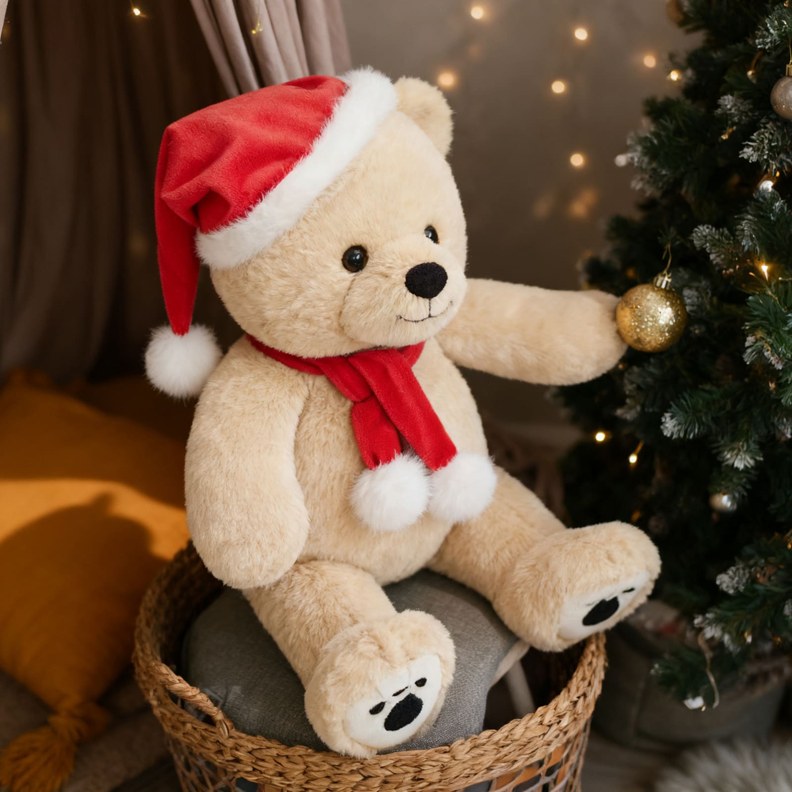 Christmas Teddy Bear Plush Toys, Brown/Pink, 14 Inches