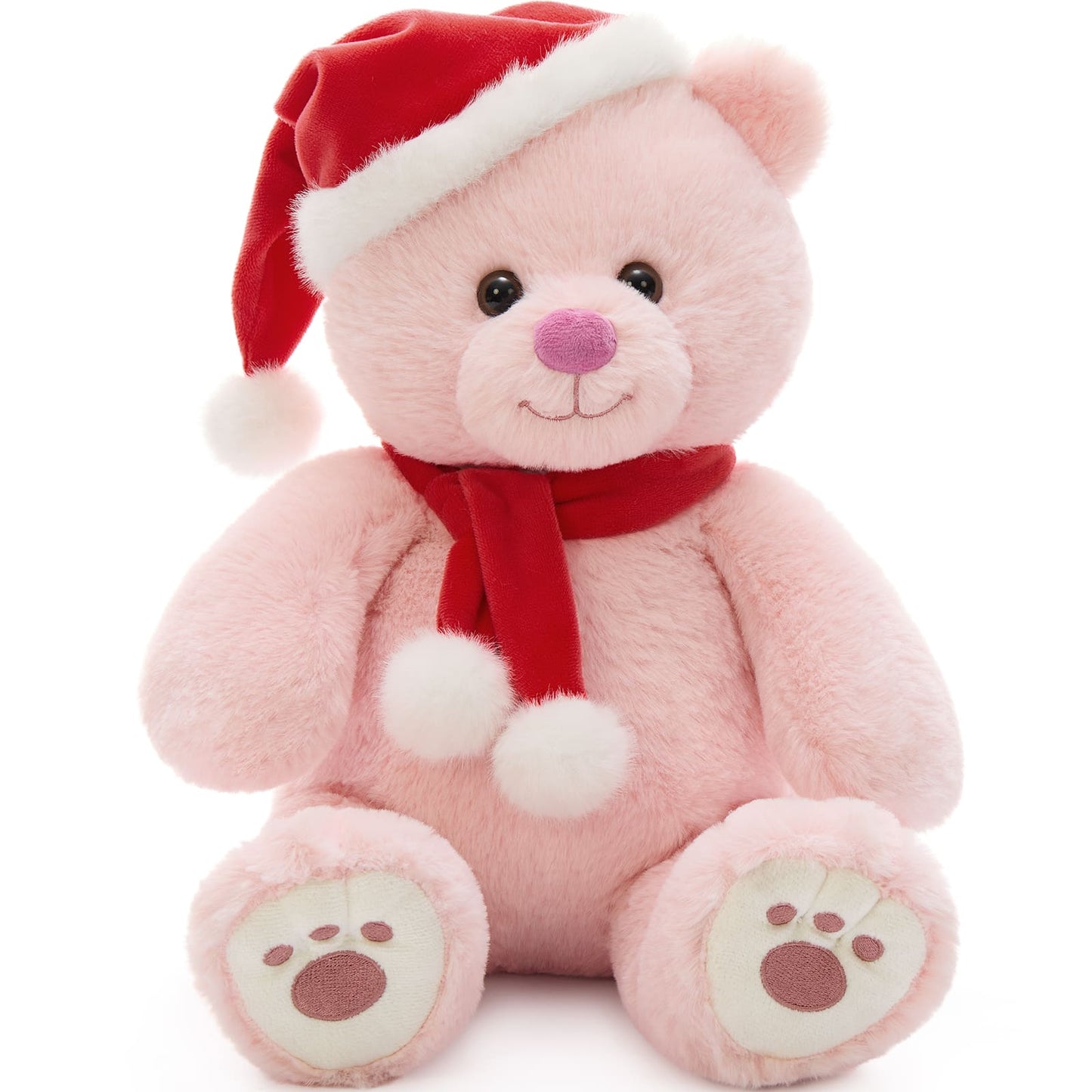 Christmas Teddy Bear Plush Toys - 14 Inches Pink Xmas Teddy Bear - Christmas Present for All Ages