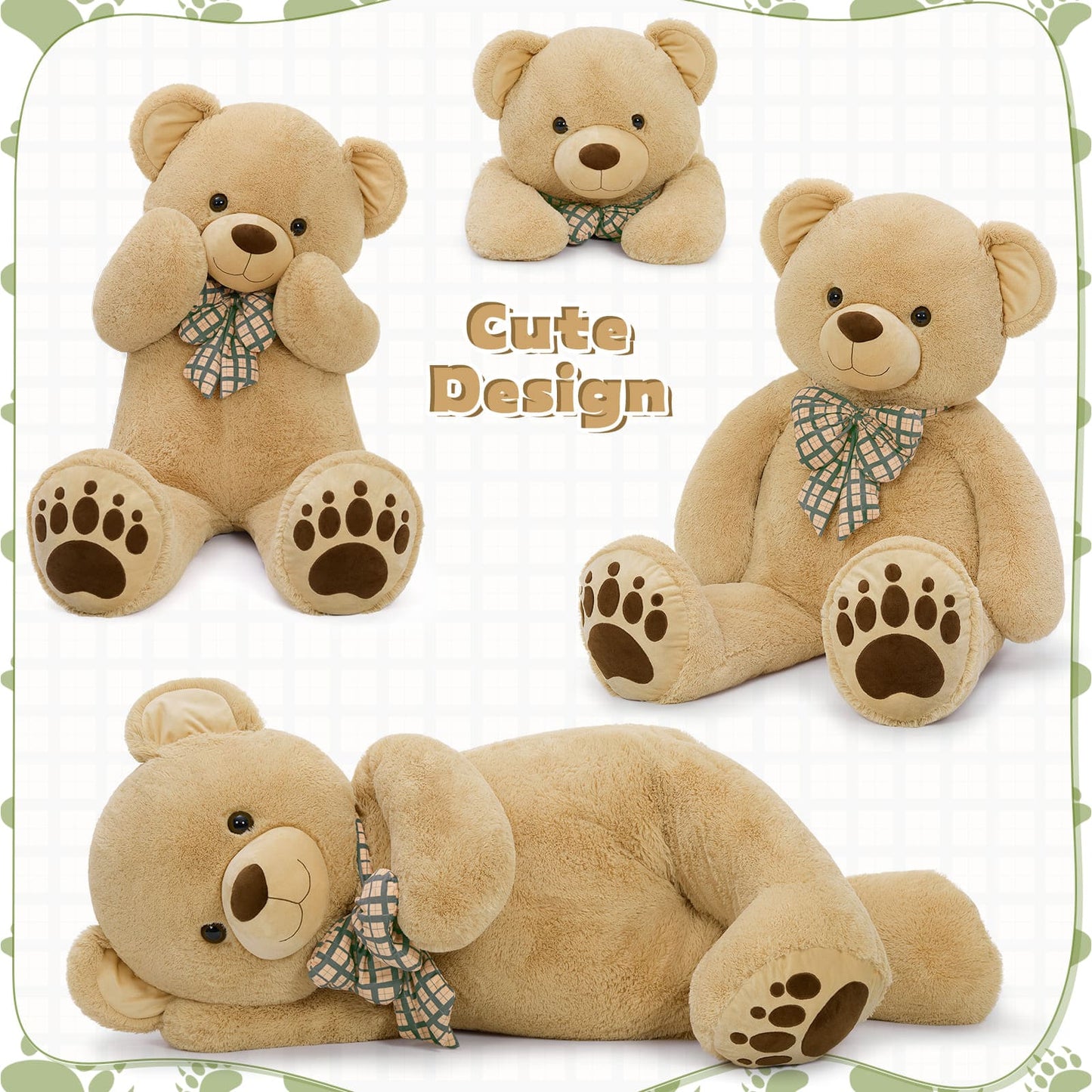 Giant 5 Feet Teddy Bear Stuffed Animals - Premium Quality Teddy Bears - Gender-neutral Teddy Bear for Baby Shower - Light Brown Oversized Teddy Bear