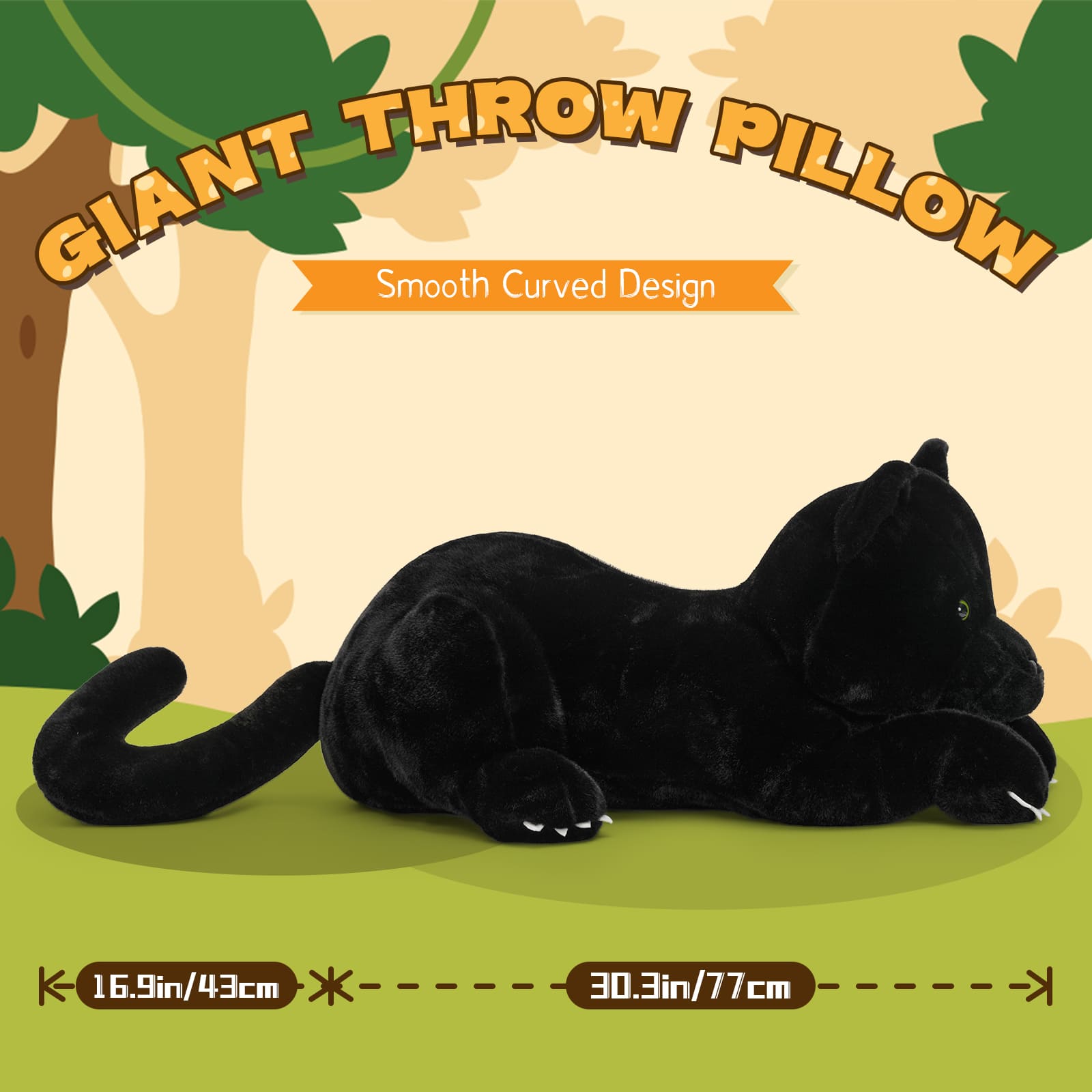 Large Black Panther Plush Toy Jungle Stuffed Animals, 30.3 Inches