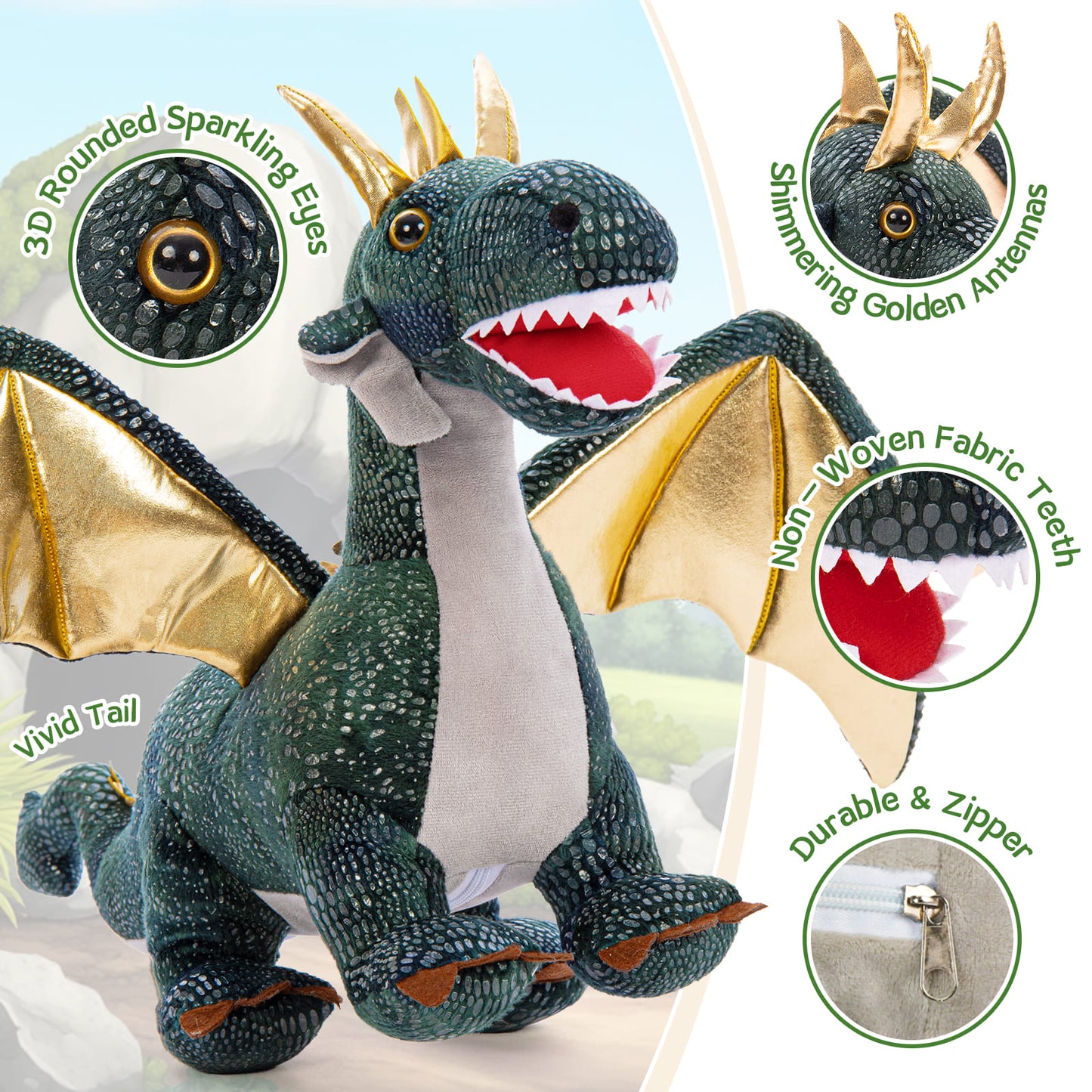 Fantasy Dragon Stuffed Animals with Babies Inside the Belly - Cool Birthday/Christmas Gift for Boys and Girls