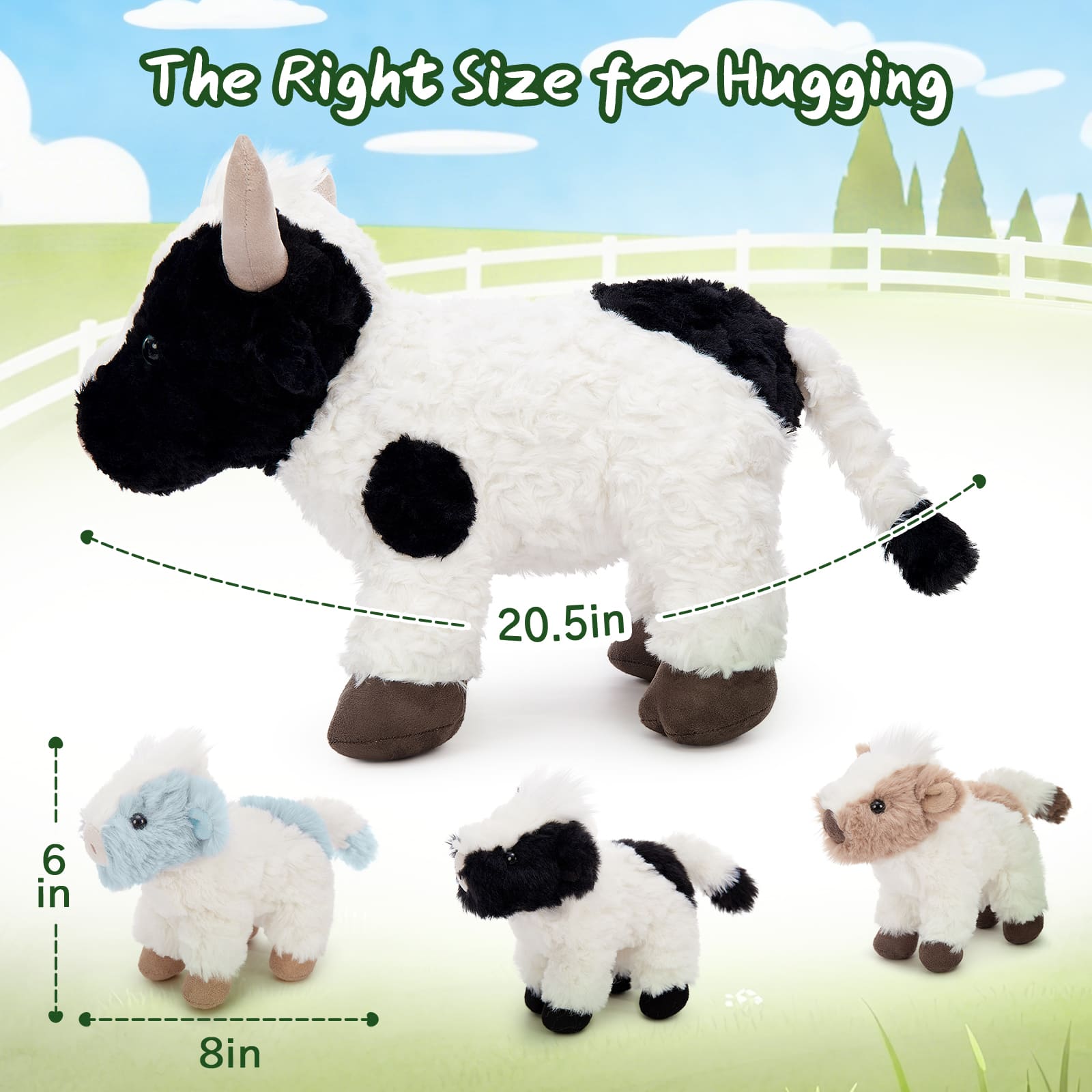 Cow Stuffed Animals Farm Plush Toy Set, 20 Inches