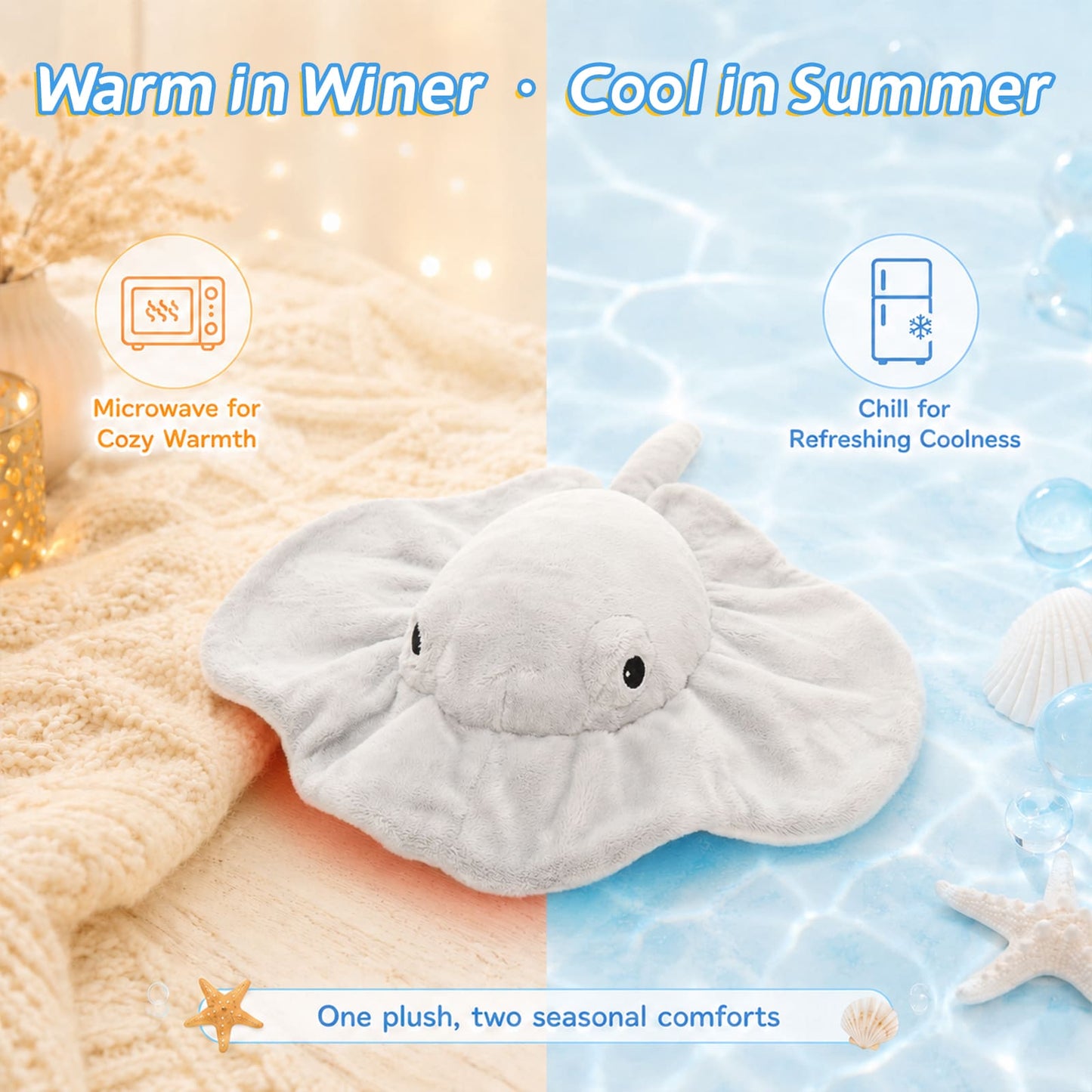 ultra soft weighted plush toy for kids cute stingray stuffed animal for bedtime comfort and relaxation