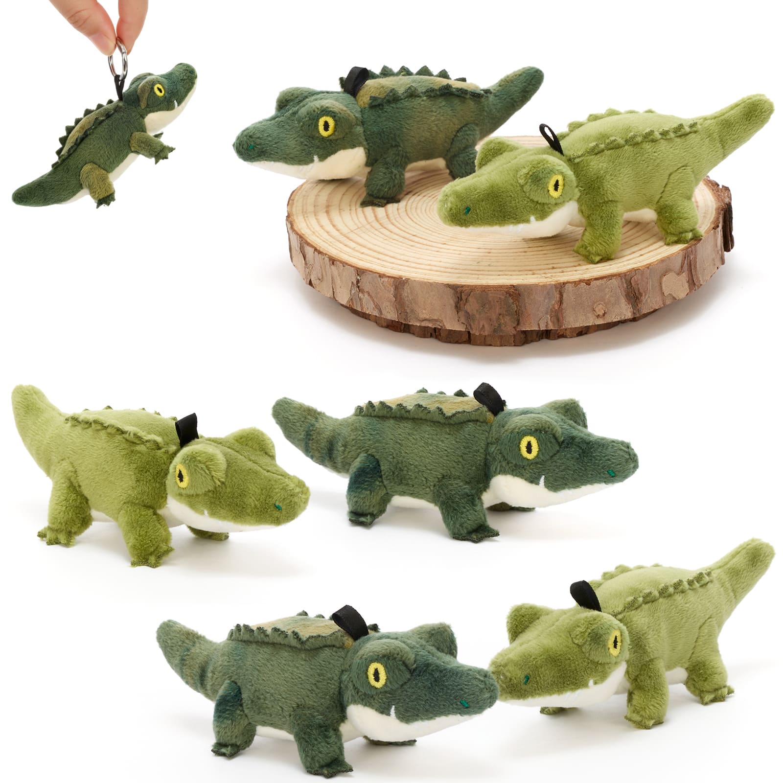Crocodile Plush Keychains Mini Alligator Stuffed Animal Toy Bundle, 5.1 Inches