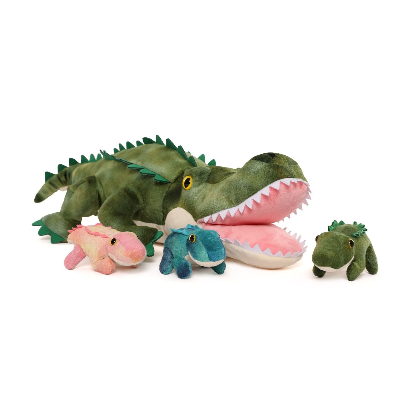 Mom Crocodile with 3 Baby Crocodile Plushies, 23.6 Inches