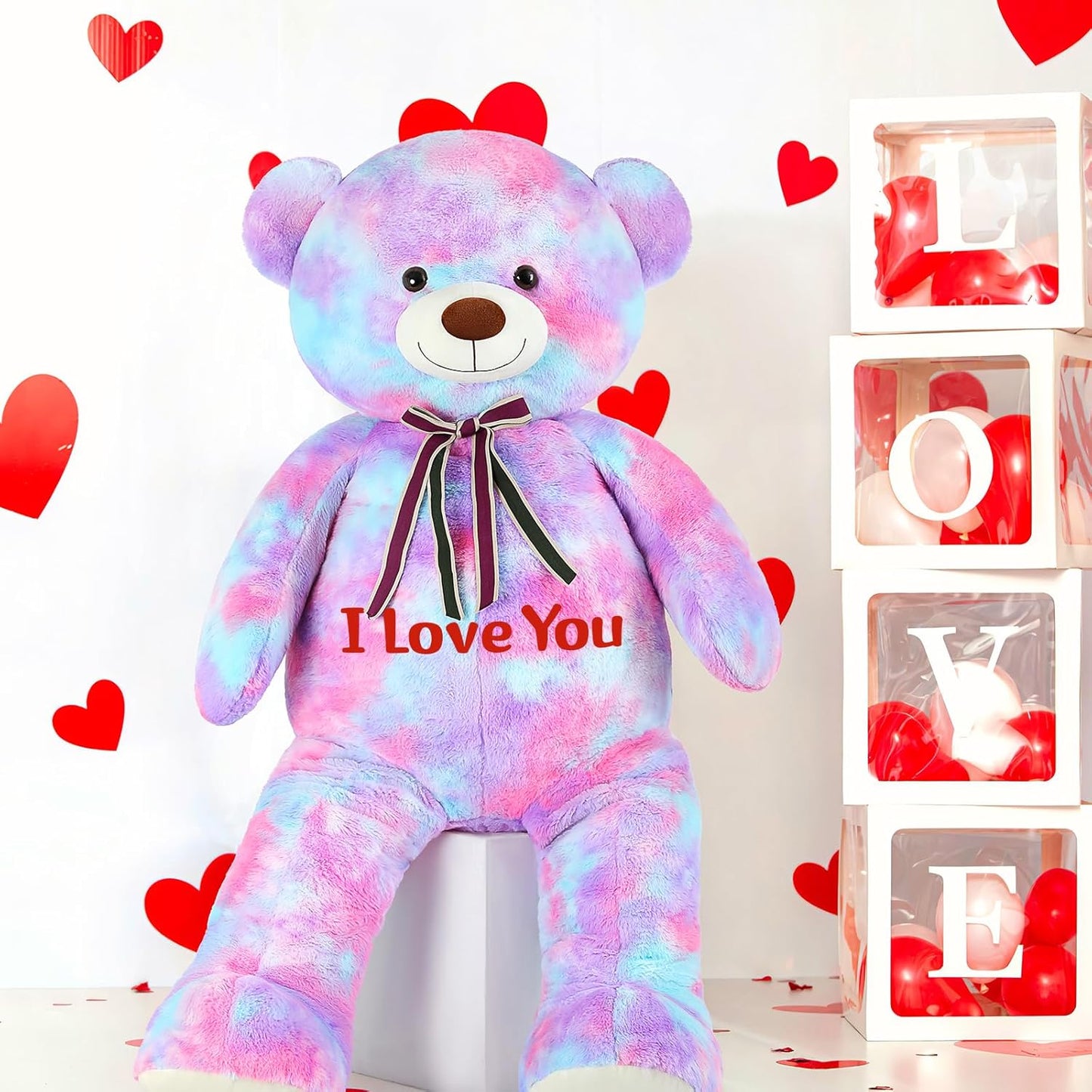 Custom Teddy Bear Plush Toy with Custom Text - Colorful Customized Teddy Bear 51 Inches - Stuffed Animal Personalized Gift - Personalized Gift for Anniversary, Graduation, Christmas, Valentine's Day, Mother's Day, Baby Shower - Sweet Gift for Girlfriend, Boyfriend - Free Shipping 
