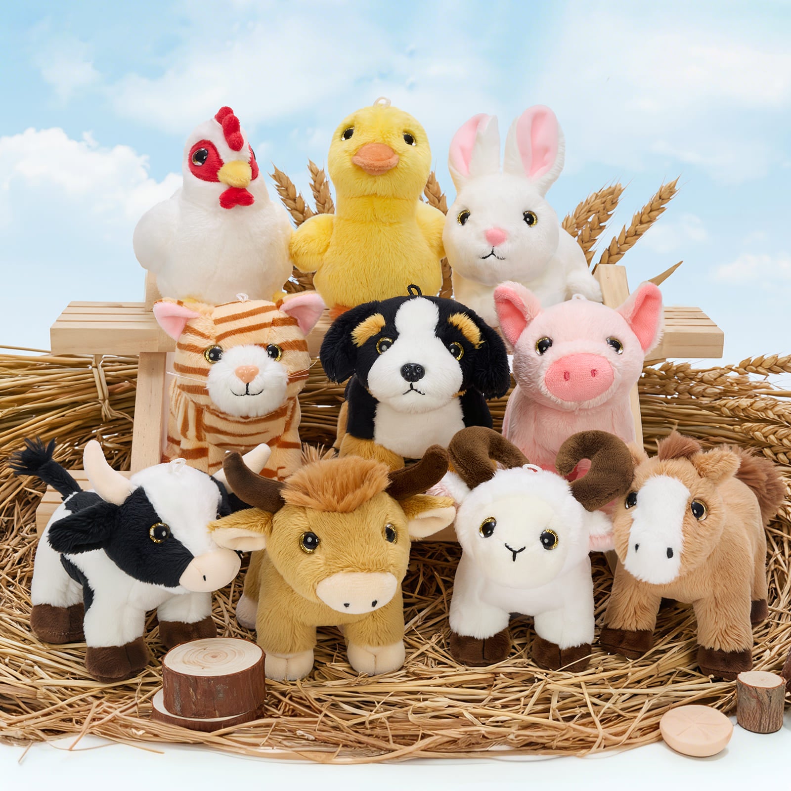Farm Animal Plush Gift Set with Carrier & Adoption Certificate