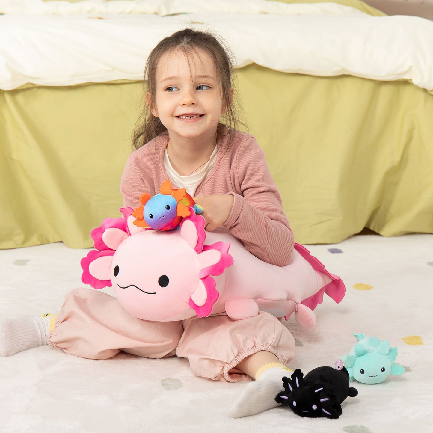 Axolotl-Plüschtier mit 3 Babys, 23,5 Zoll