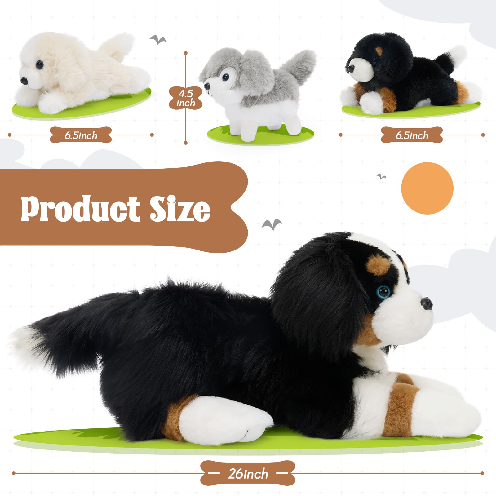 Bernese Mountain Dog Stuffed Animals with Puppies Inside, 26 Inches