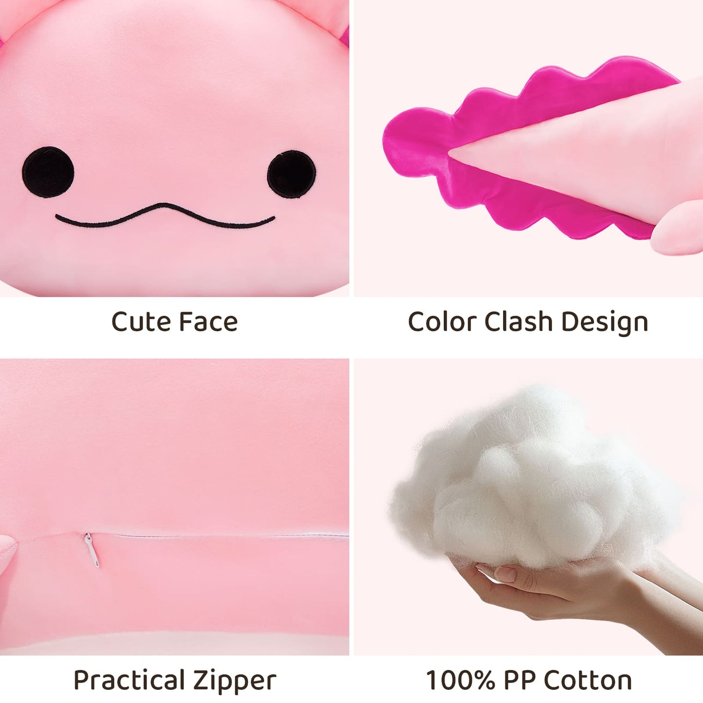 Giant Axolotl Plush Pillow Salamander Stuffed Animals, Pink/Blue, 39 Inches