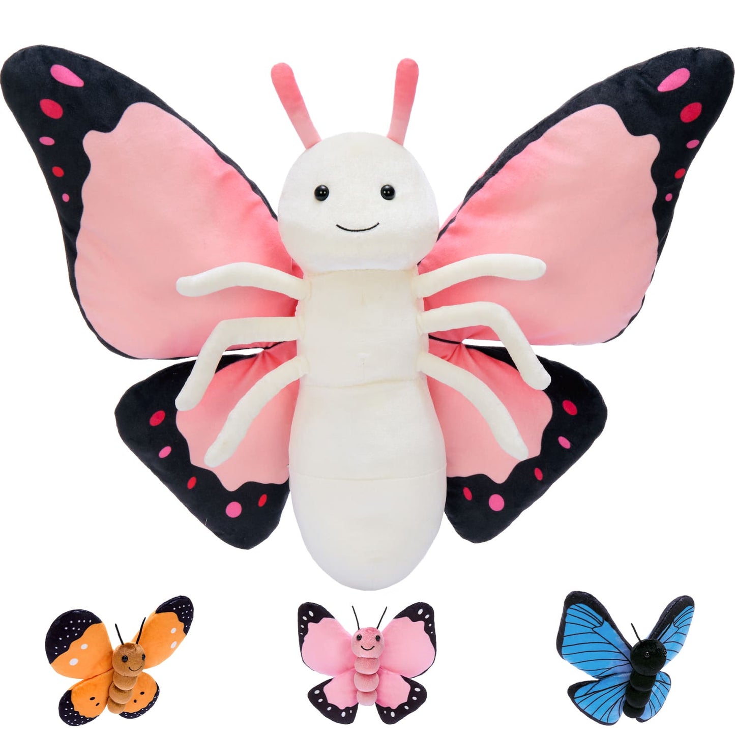 butterfly plush toy soft cute stuffed animal kawaii pastel aesthetic bedroom decor gift for kids girls collection