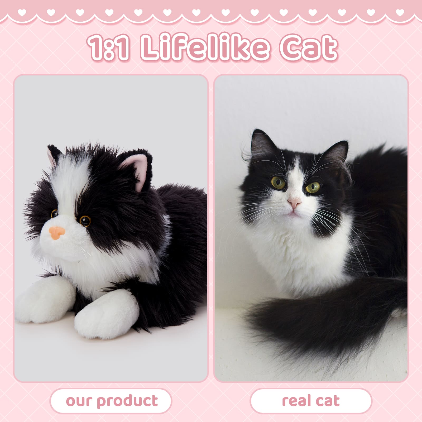 Kawaii Cat Stuffed Animals with 4 Kittens, 19.7 Inches