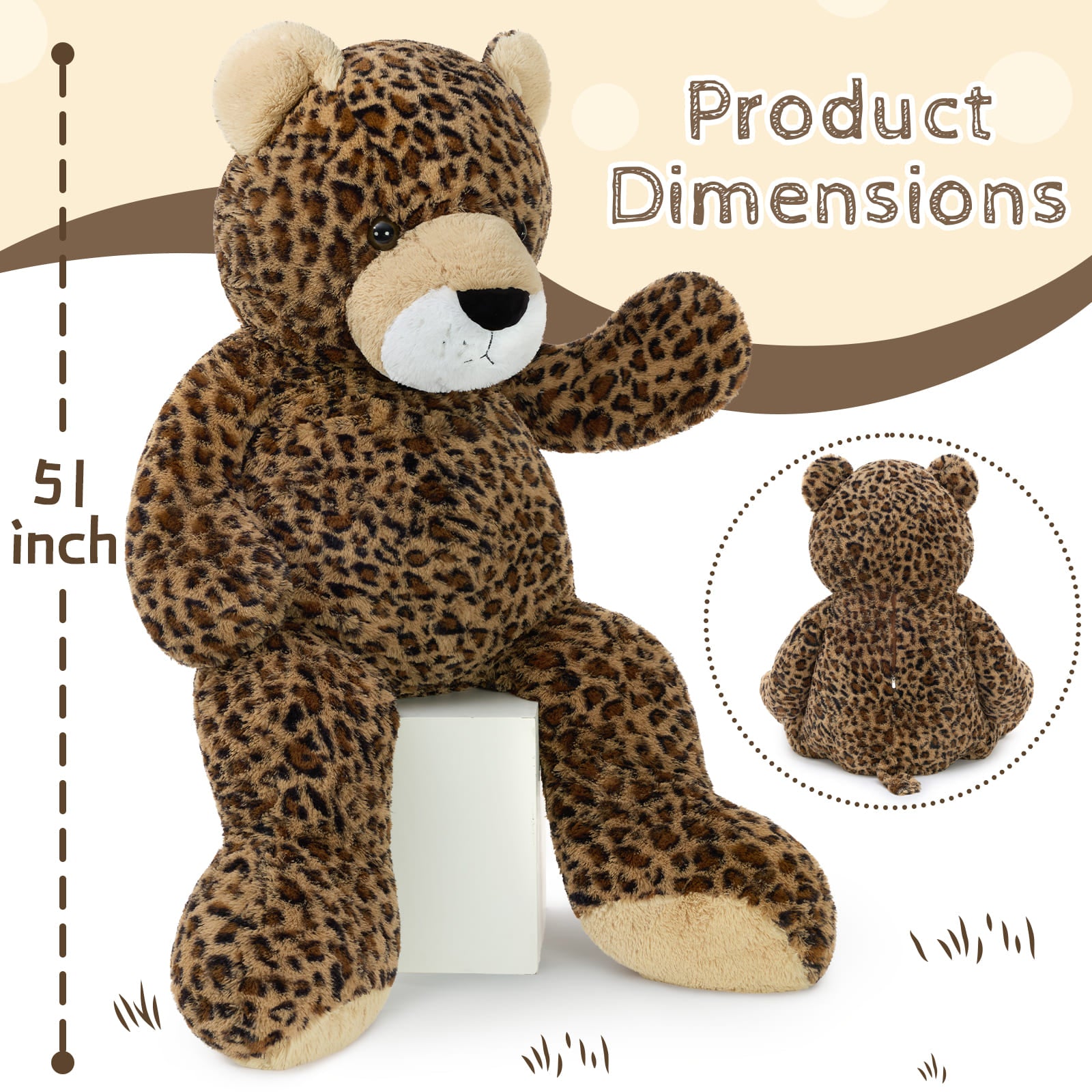 Giant Cheetah Stuffed Animals Leopard Plush Toys, 51 Inches