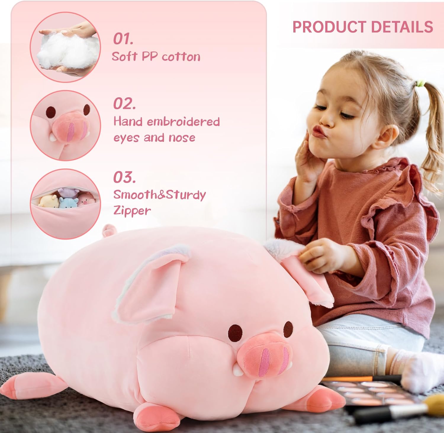 Schweinemama-Stofftier mit 4 Schweinebabys, 20 Zoll
