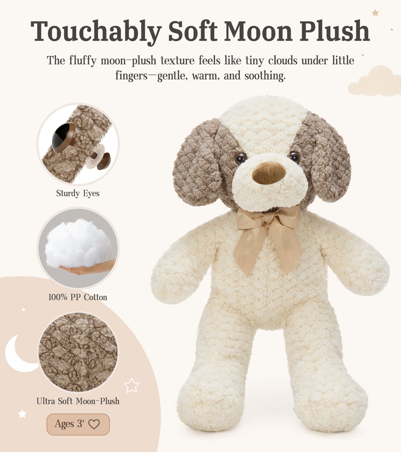 22-Inch Ultra-Soft Stuffed Animals – Dog, Elephant & Dinosaur