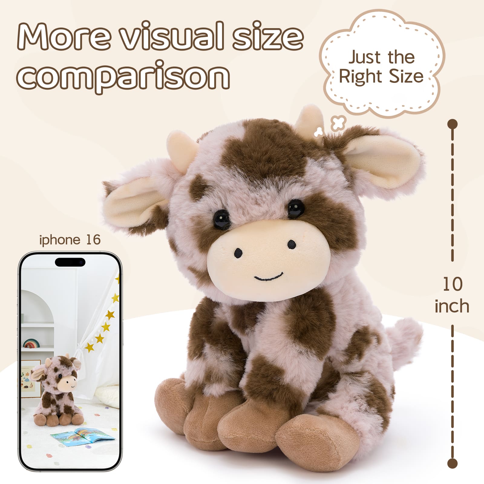 4 Pcs Cow Stuffed Animals Farm Plush Toys, 8.7 Inches
