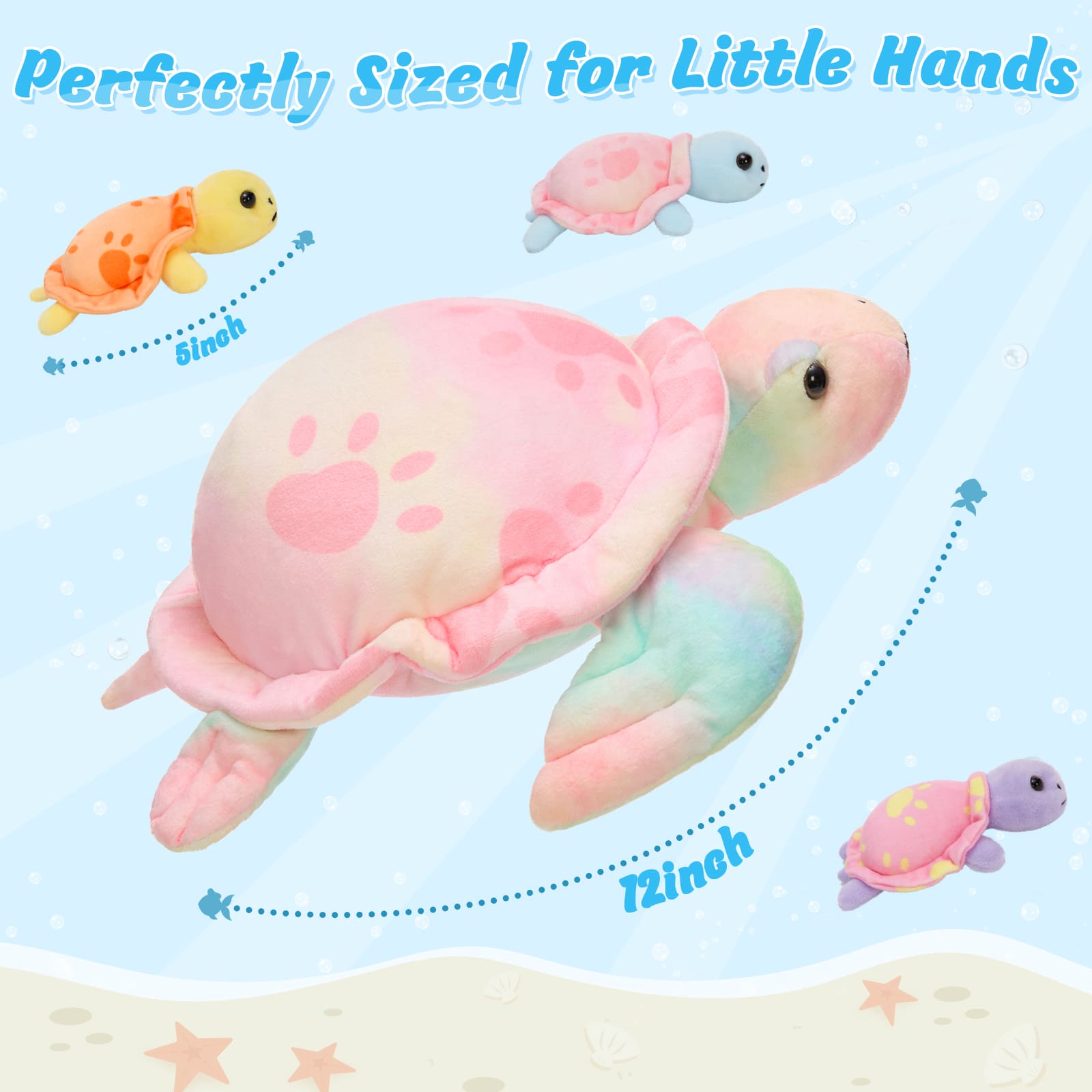 Turtle Stuffed Animal Toy with 3 Baby Turtles, 13 Inches
