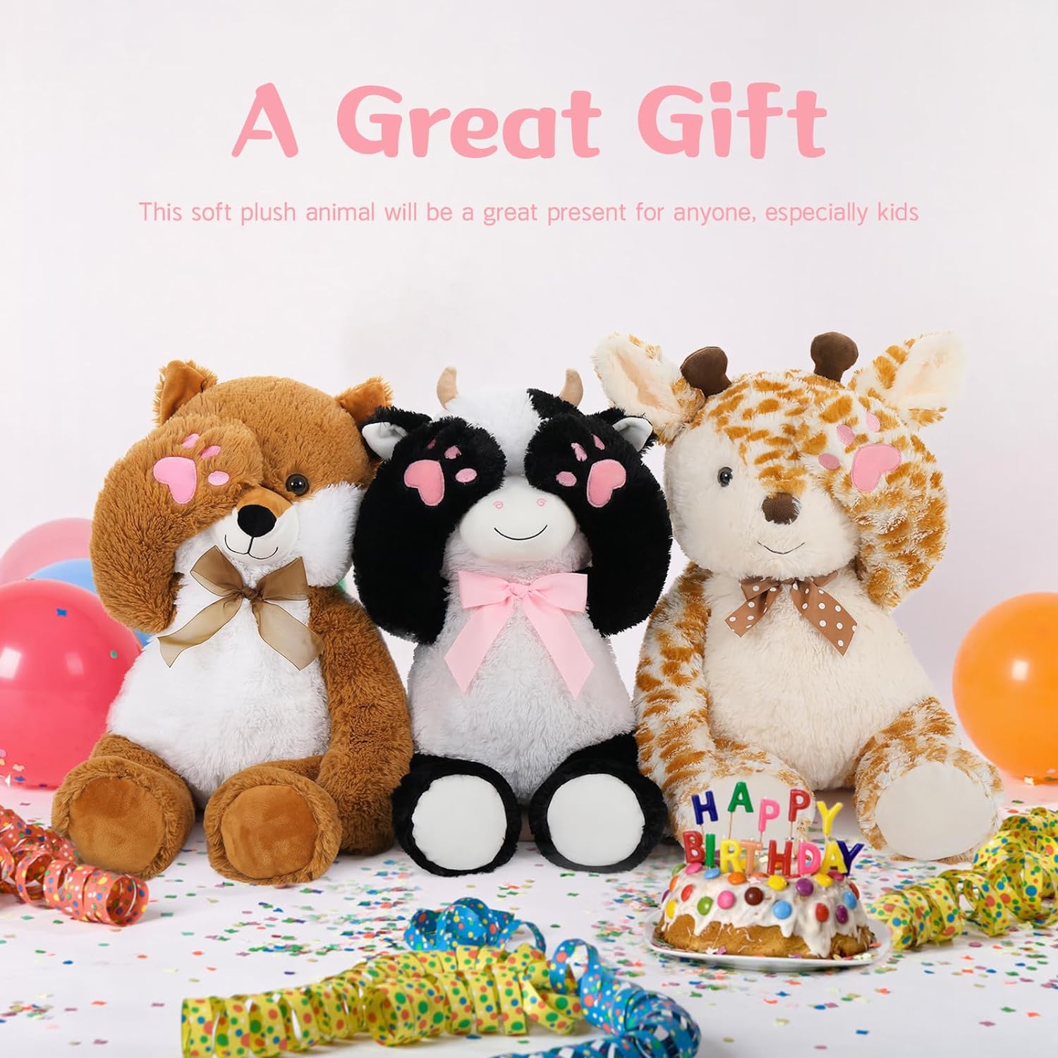 Dairy Cow/Fox/Giraffe Plush Toy Stuffed Animals, 24 Inches