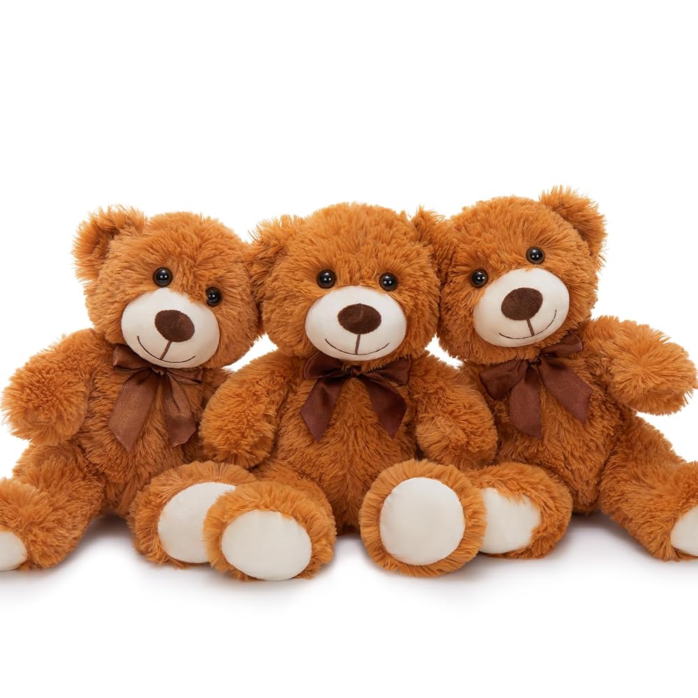 Ours en peluche 3 pièces, marron foncé, 13,8 pouces