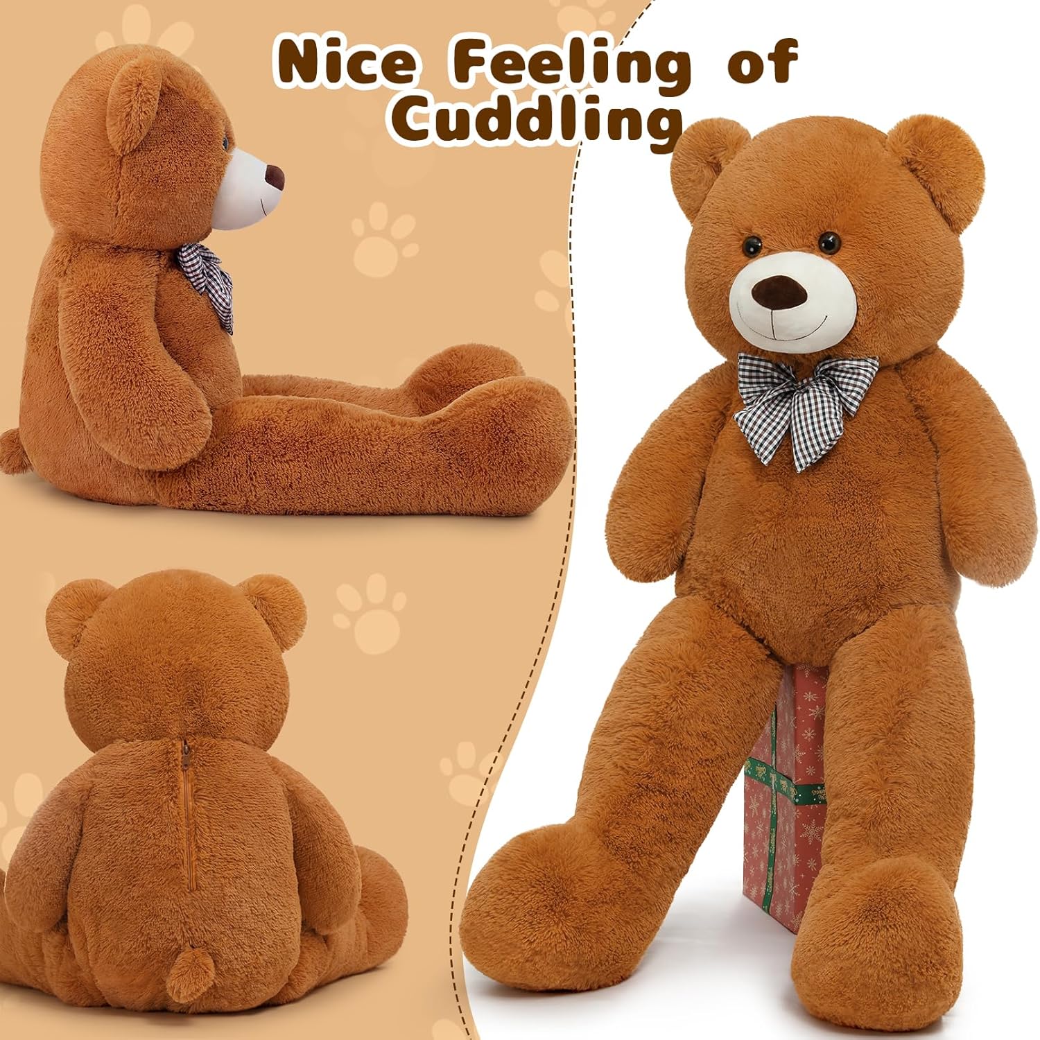 Ours en peluche géant, marron foncé, 47/55 pouces