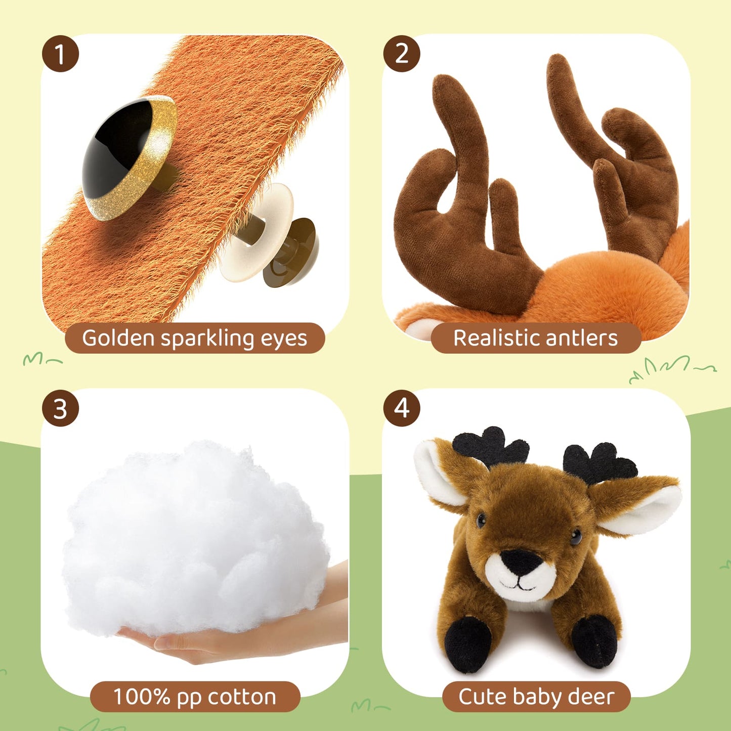 Reindeer Stuffed Animals with Babies in the Belly - Lifelike Big Deer with Four Deer Baby Plush toys - Christmas/Birthday/Easter/Thanksgiving Gift Ideas - Stuffed Animals Near Me
