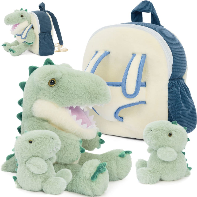 Dinosaur Toddler Backpack Plush Bag with Detachable Toys