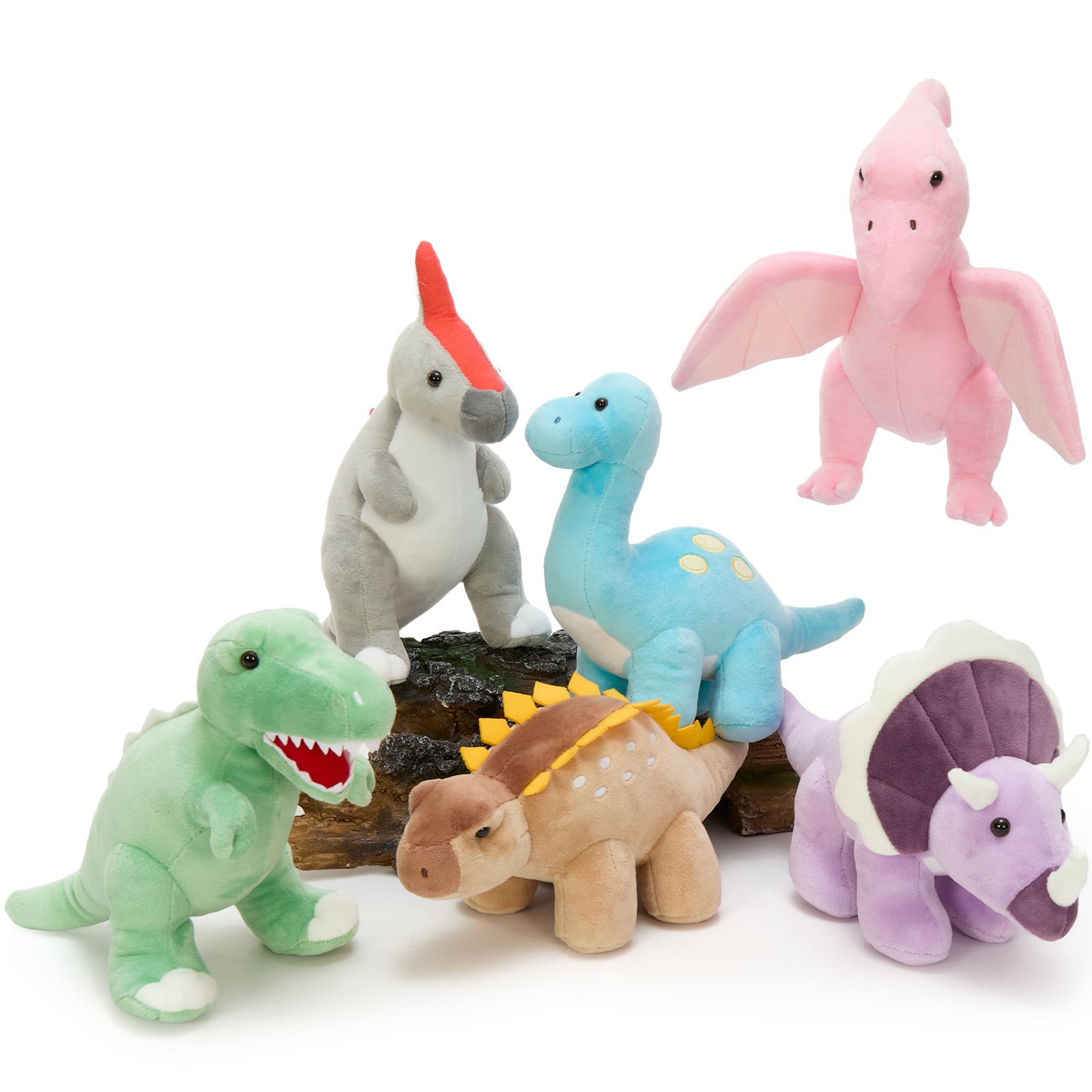 Mini Dinosaur Plush Toy Set – 9.8" Soft Stuffed Dino Animals for Kids