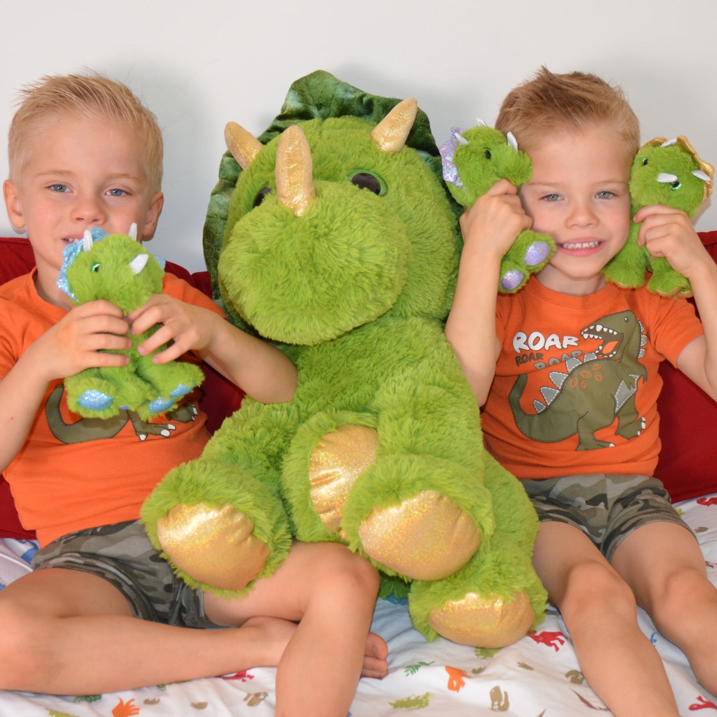 Triceratops-Plüschspielzeug-Set, grün, 25 Zoll