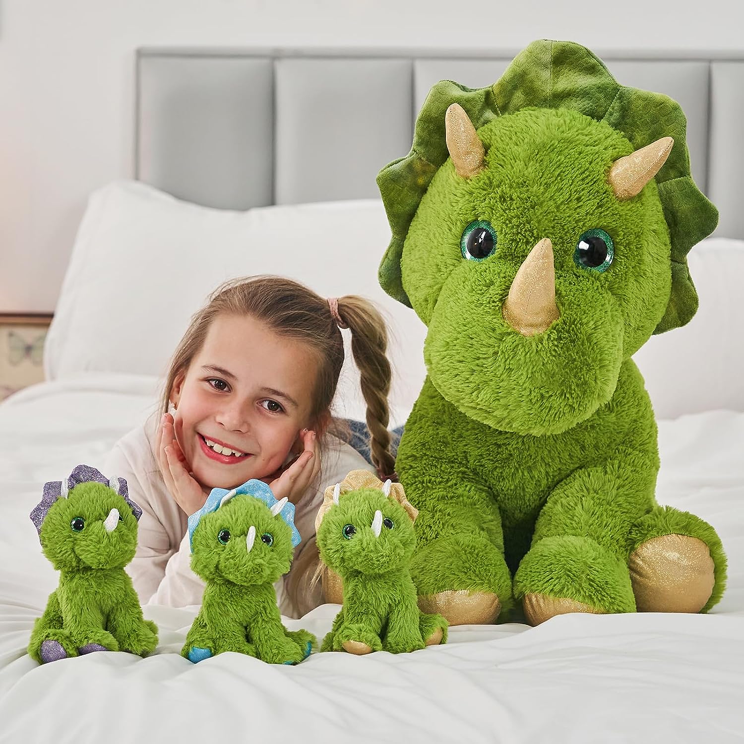 Triceratops-Plüschspielzeug-Set, grün, 25 Zoll