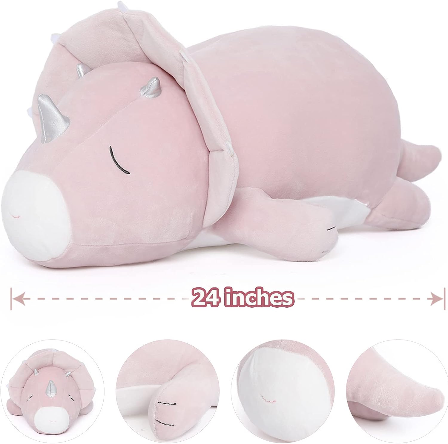 Coussin dinosaure, rose, 24/32 pouces